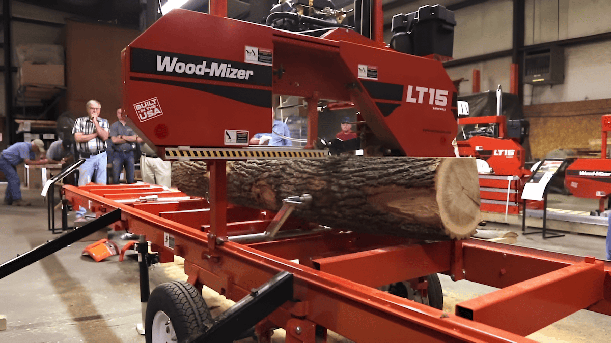 Wood-Mizer LT15 portable sawmill turning logs into lumber